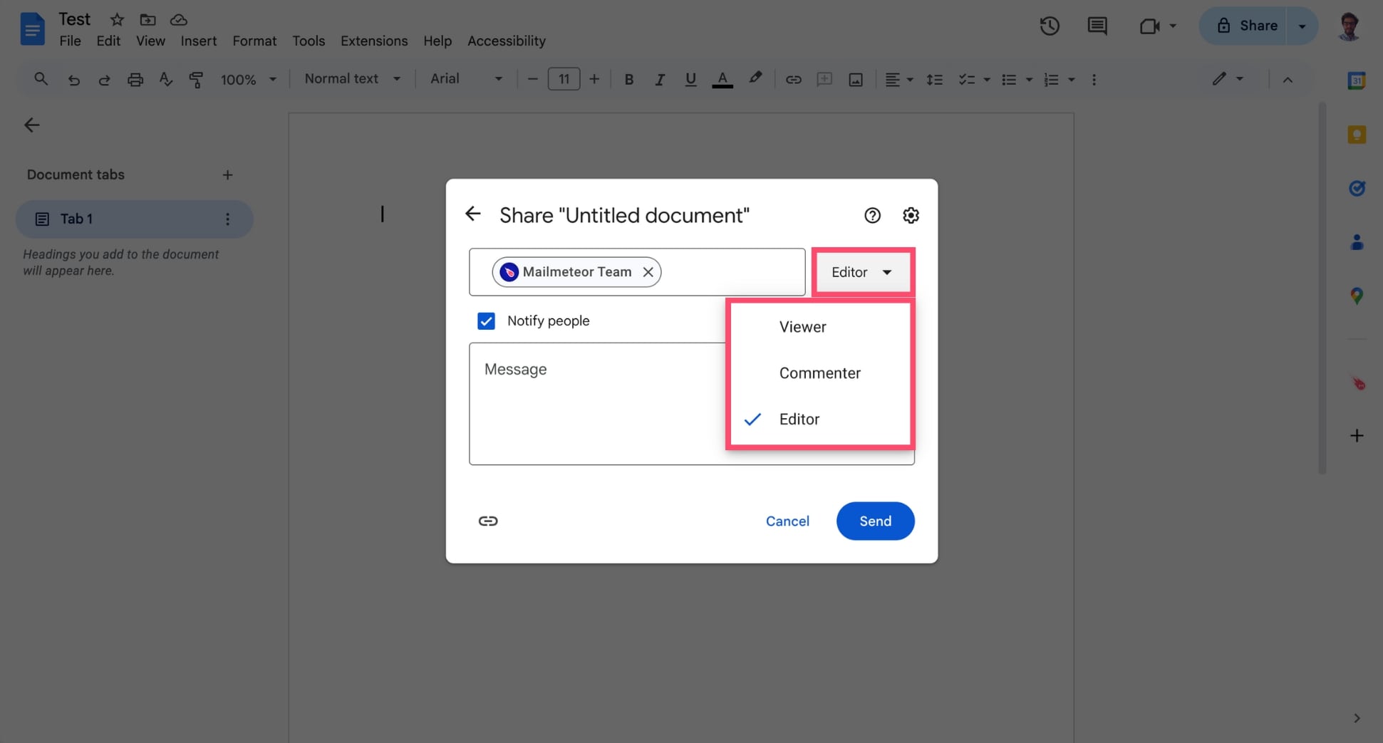 Manage permission levels in Google Docs