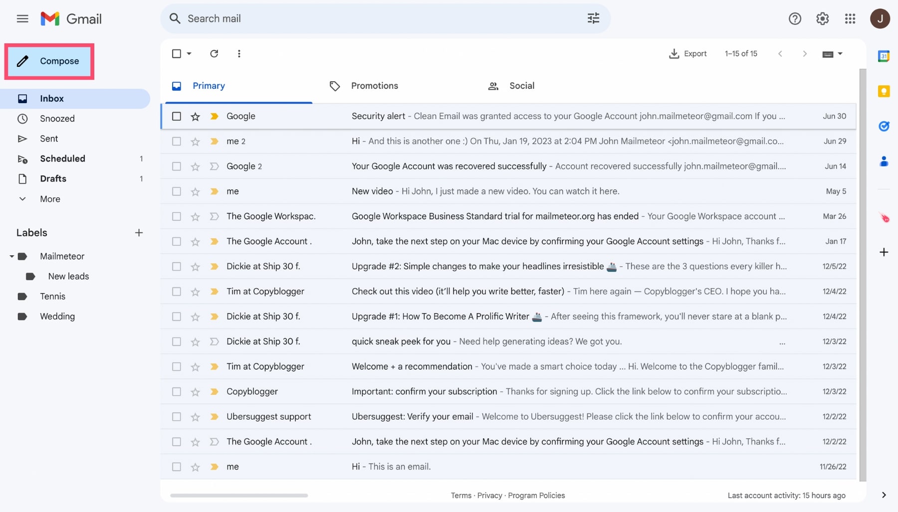 Compose an email in Gmail