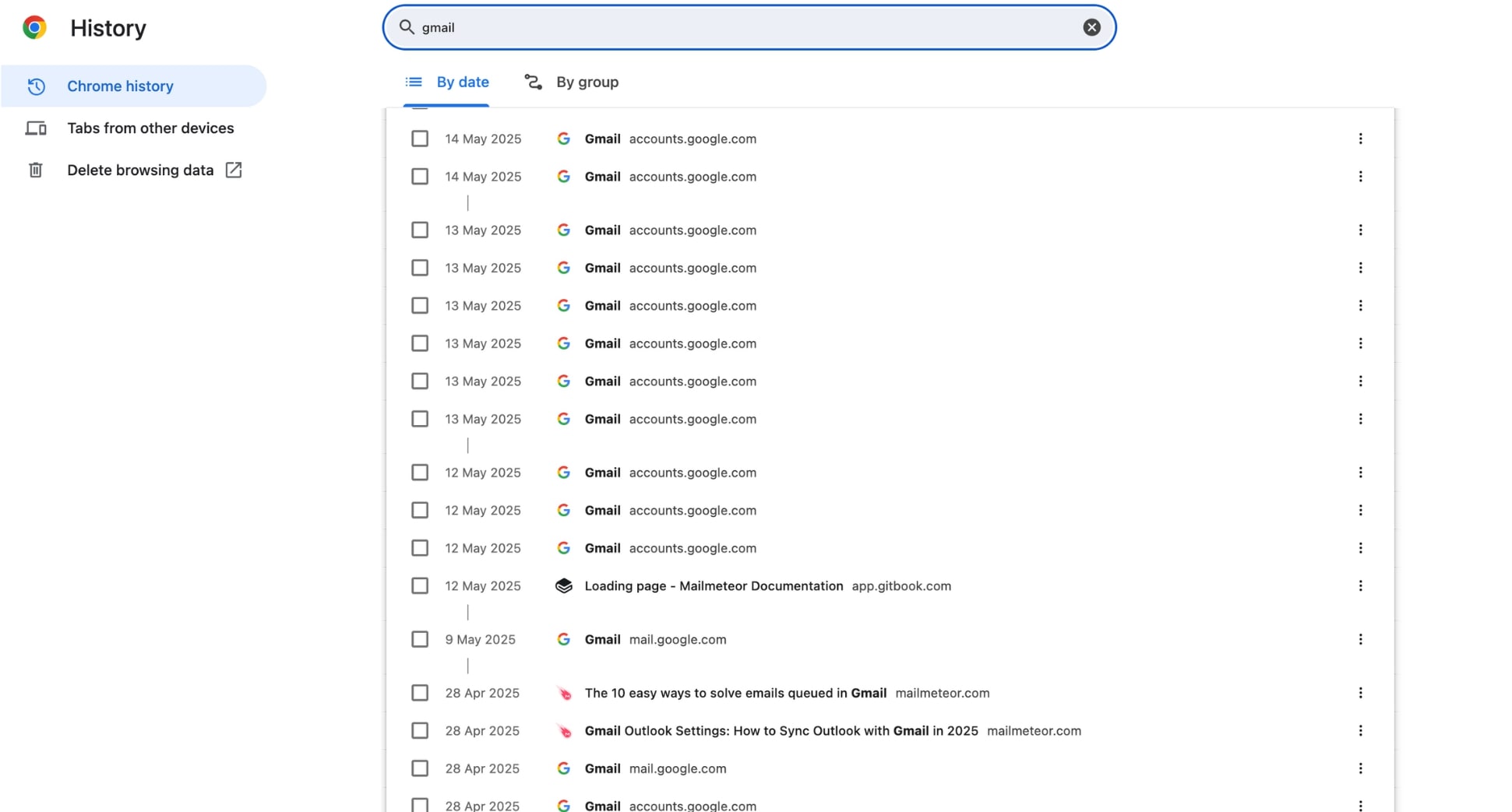 Check your browser history to find old email accounts