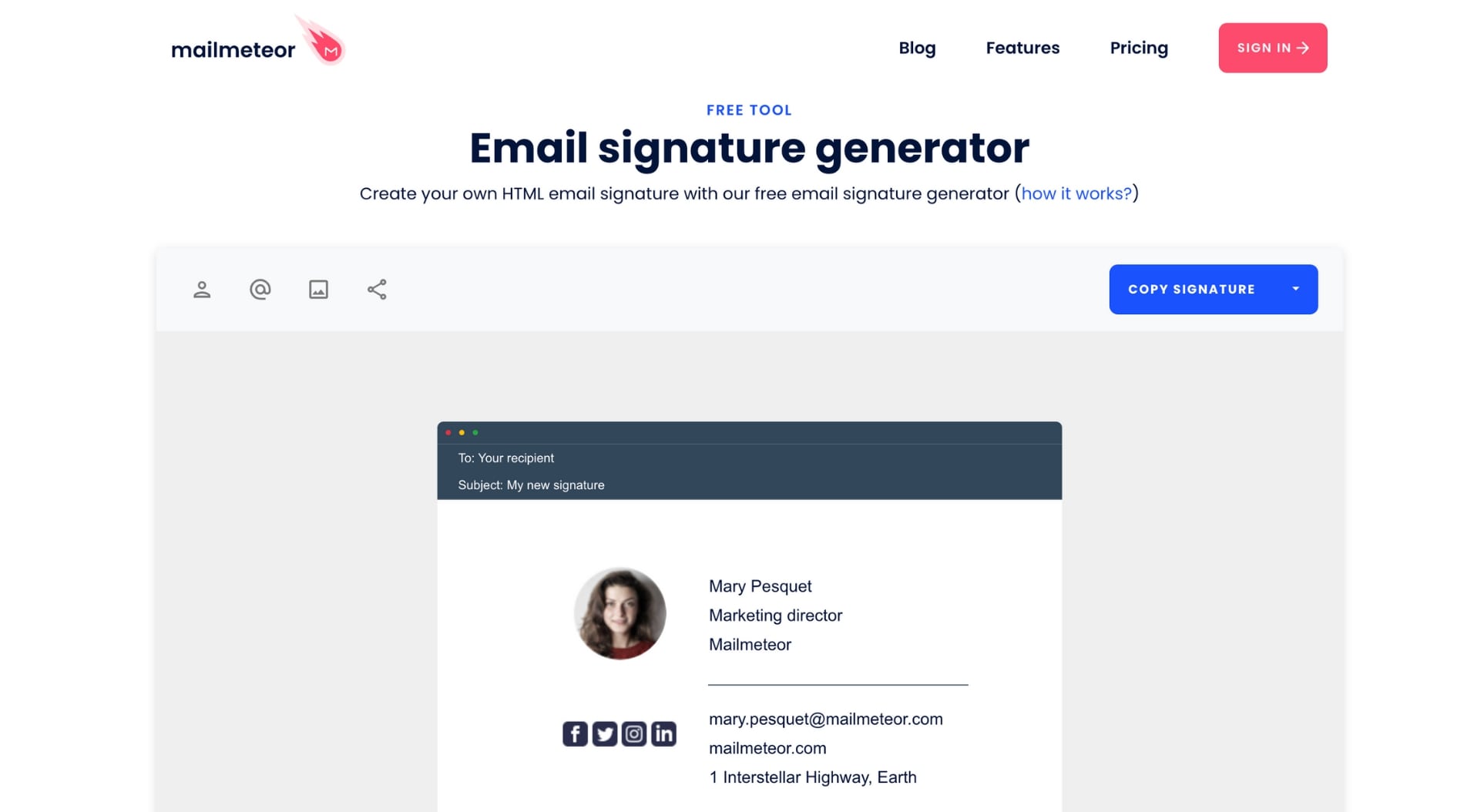 Email signature generator