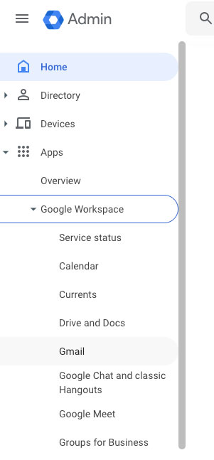 Google Workspace user settings