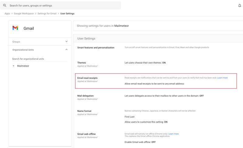 Manage email read receipts in Google Workspace