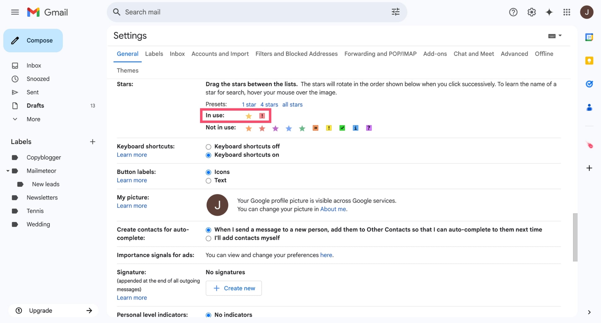 Customize your stars in Gmail