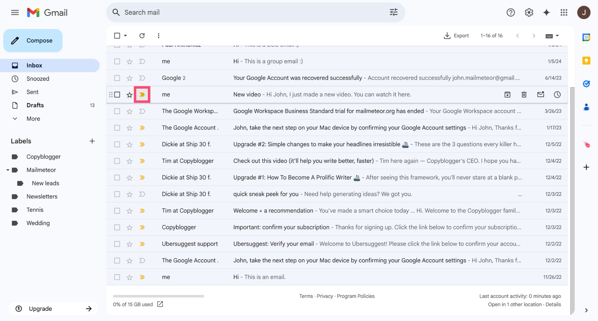 Mark an email as Important in Gmail