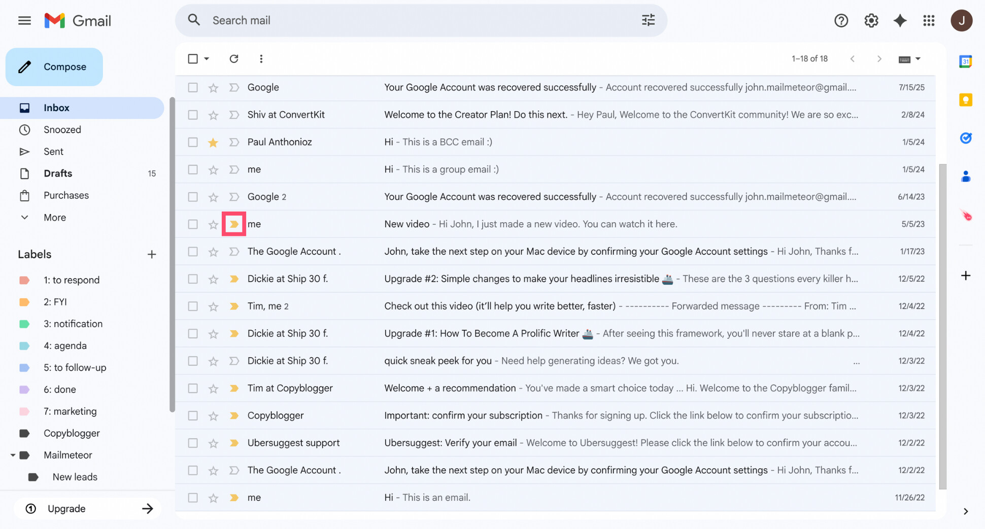 Mark an email as important in Gmail