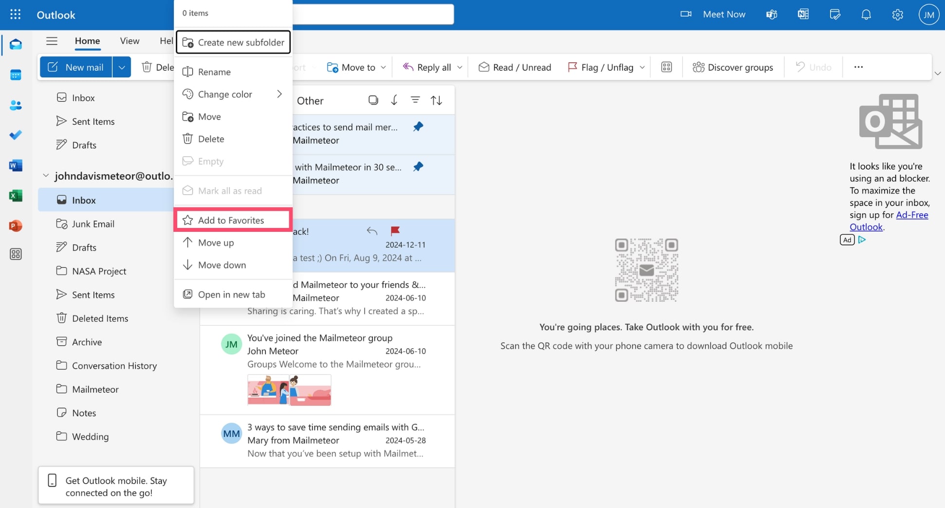 Add a folder to Favorites