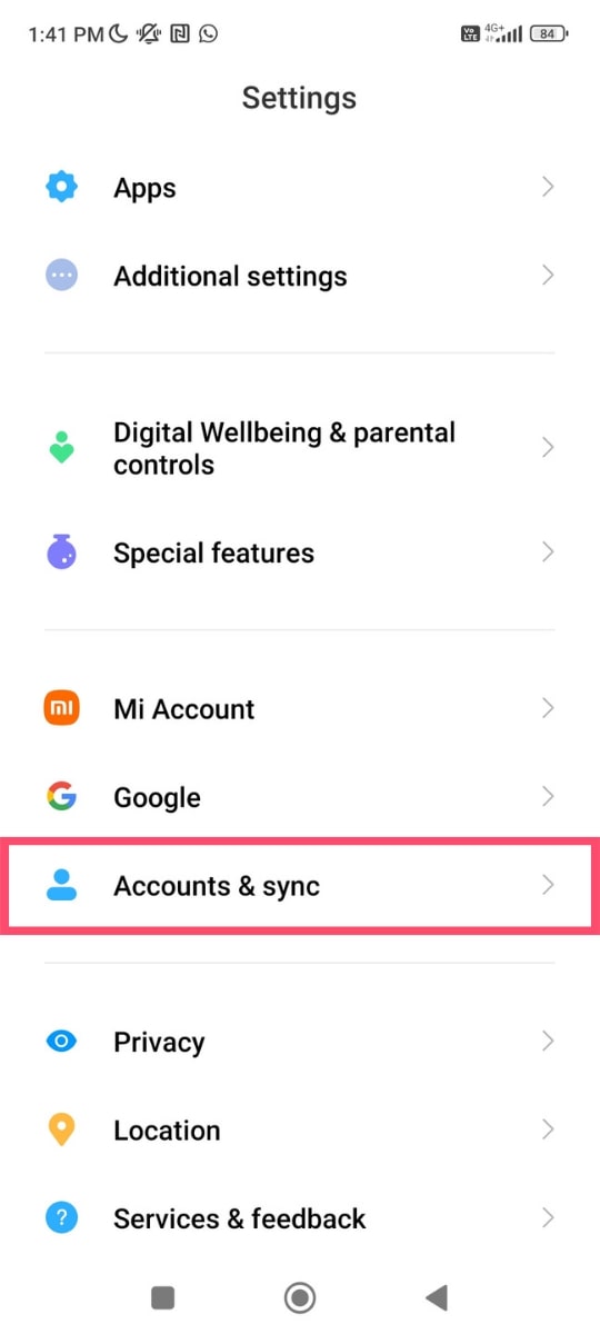 Android phone settings
