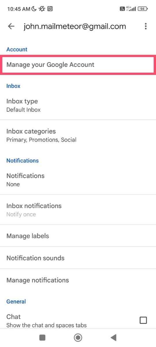 Manage a Gmail account