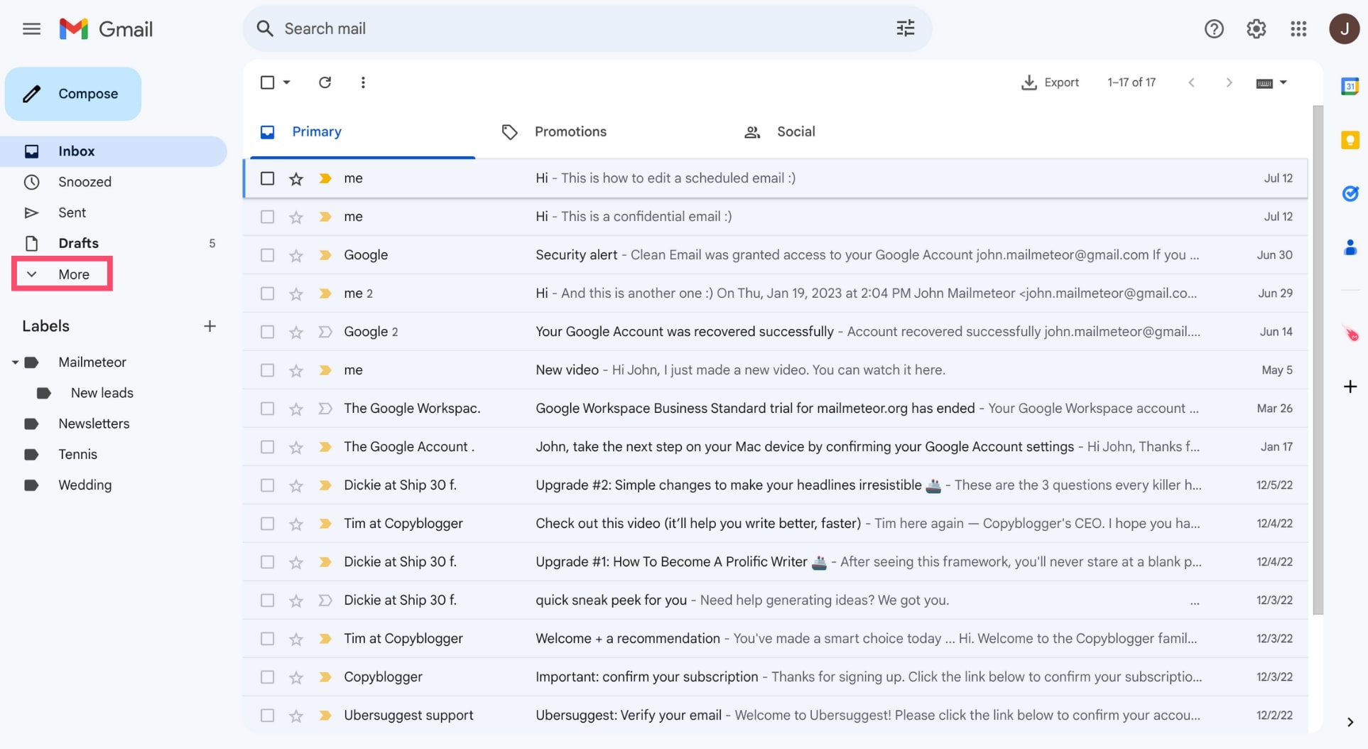 Display all your Gmail folders