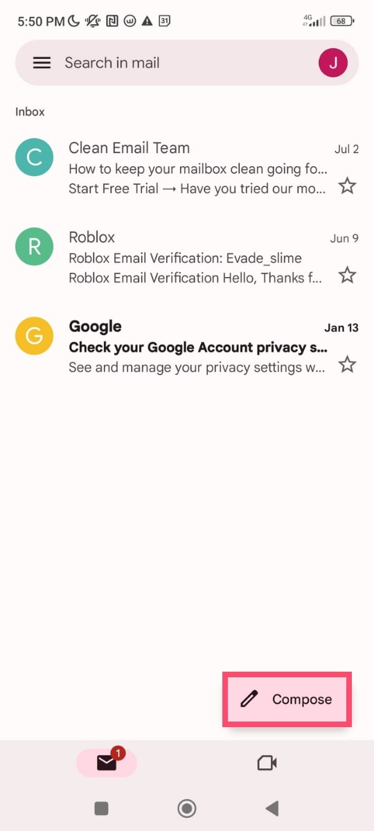 Compose an email in the Gmail app