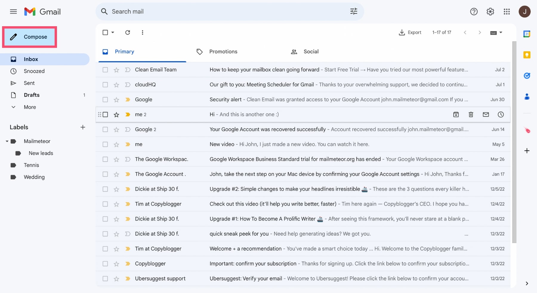 Create a new email in Gmail