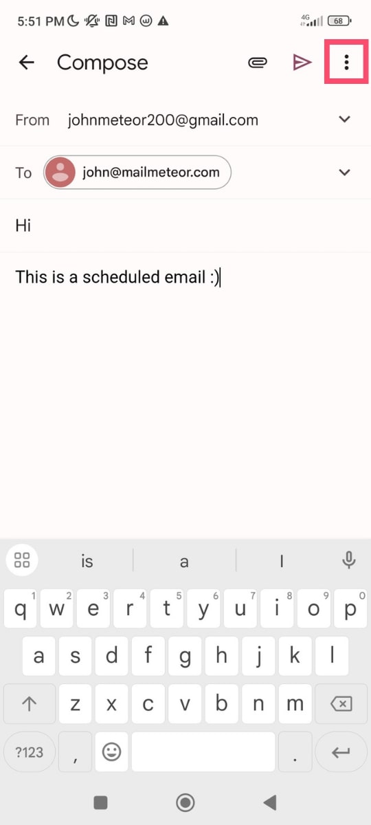The Gmail menu on Android
