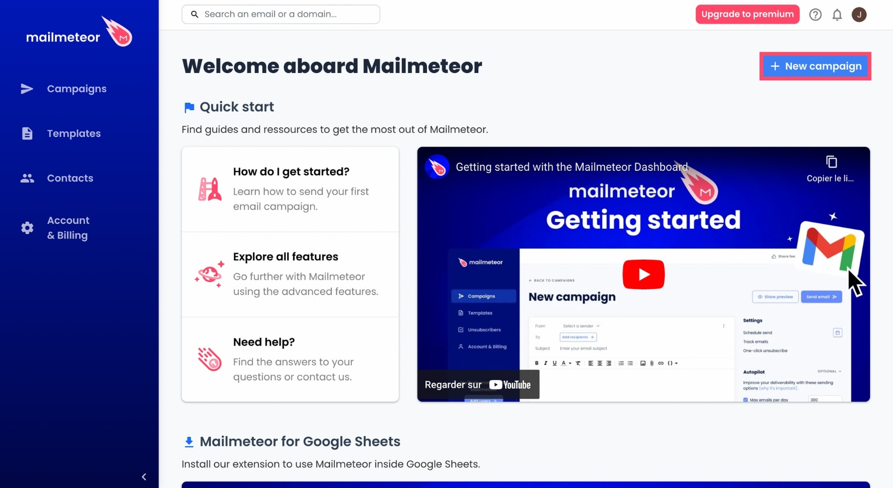 Create a new Mailmeteor campaign