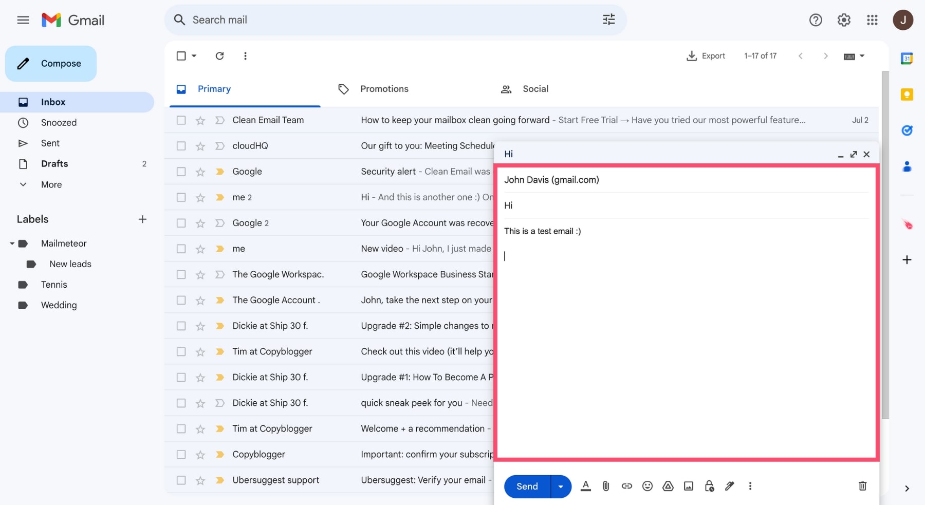 Write your email in Gmail