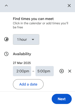 Set event timing and duration