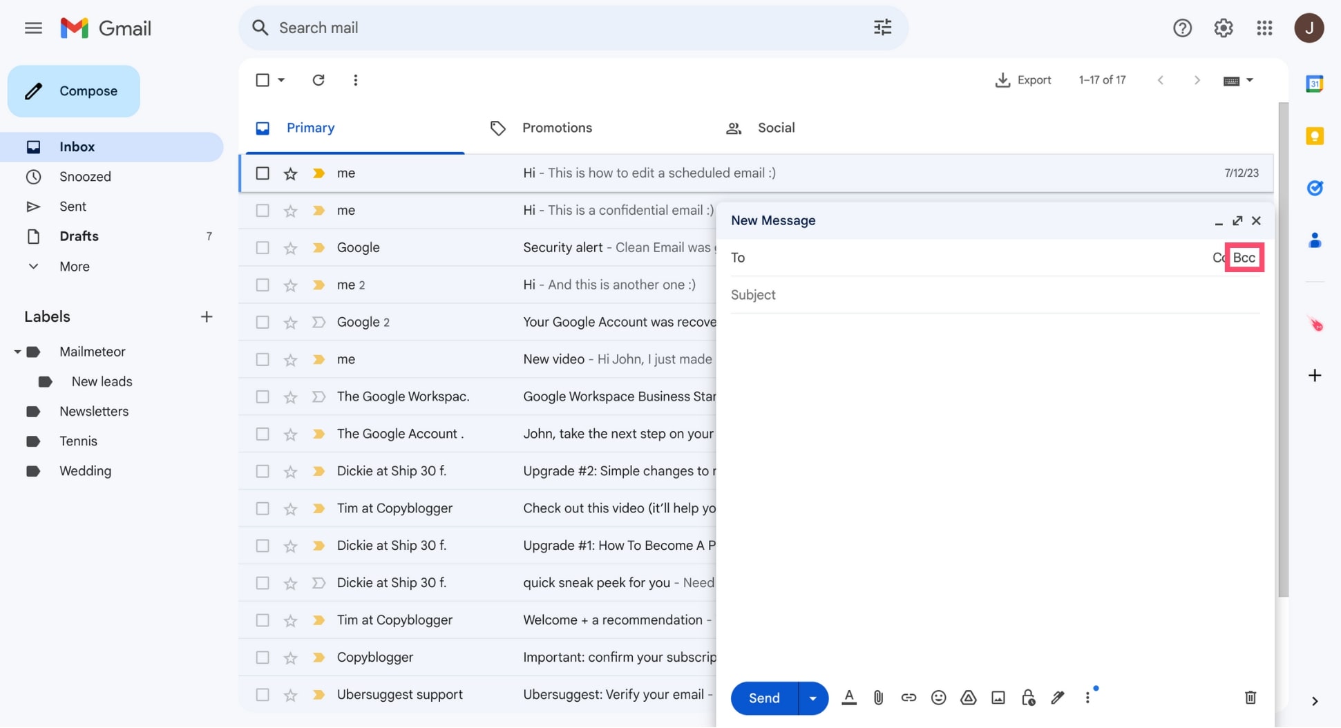 The BCC field in Gmail