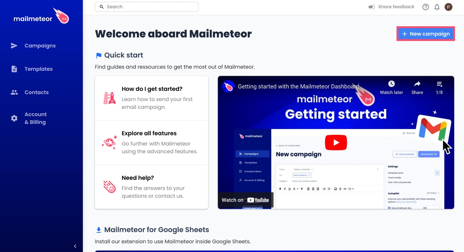 Create a new campaign in Mailmeteor