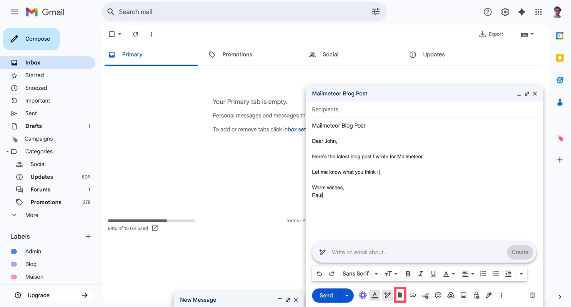 Attach a Google Doc to an email