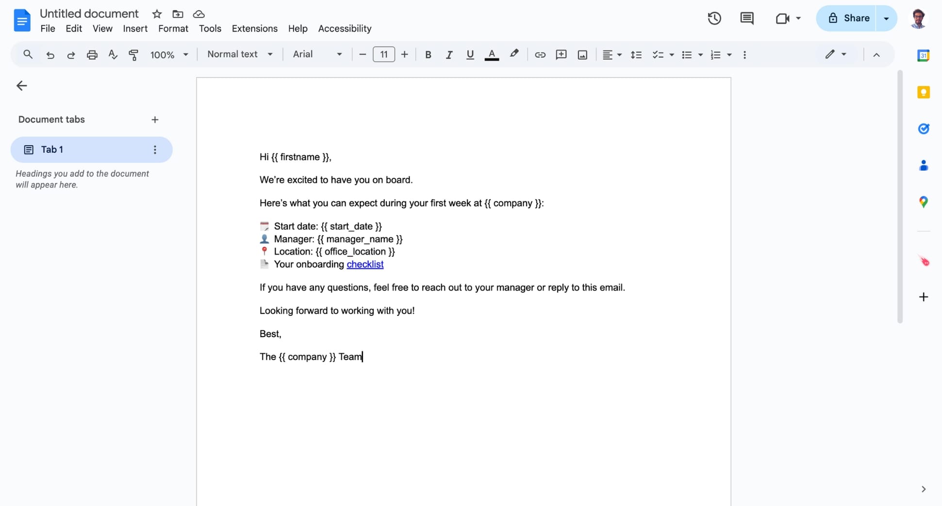 Create a template in Google Docs