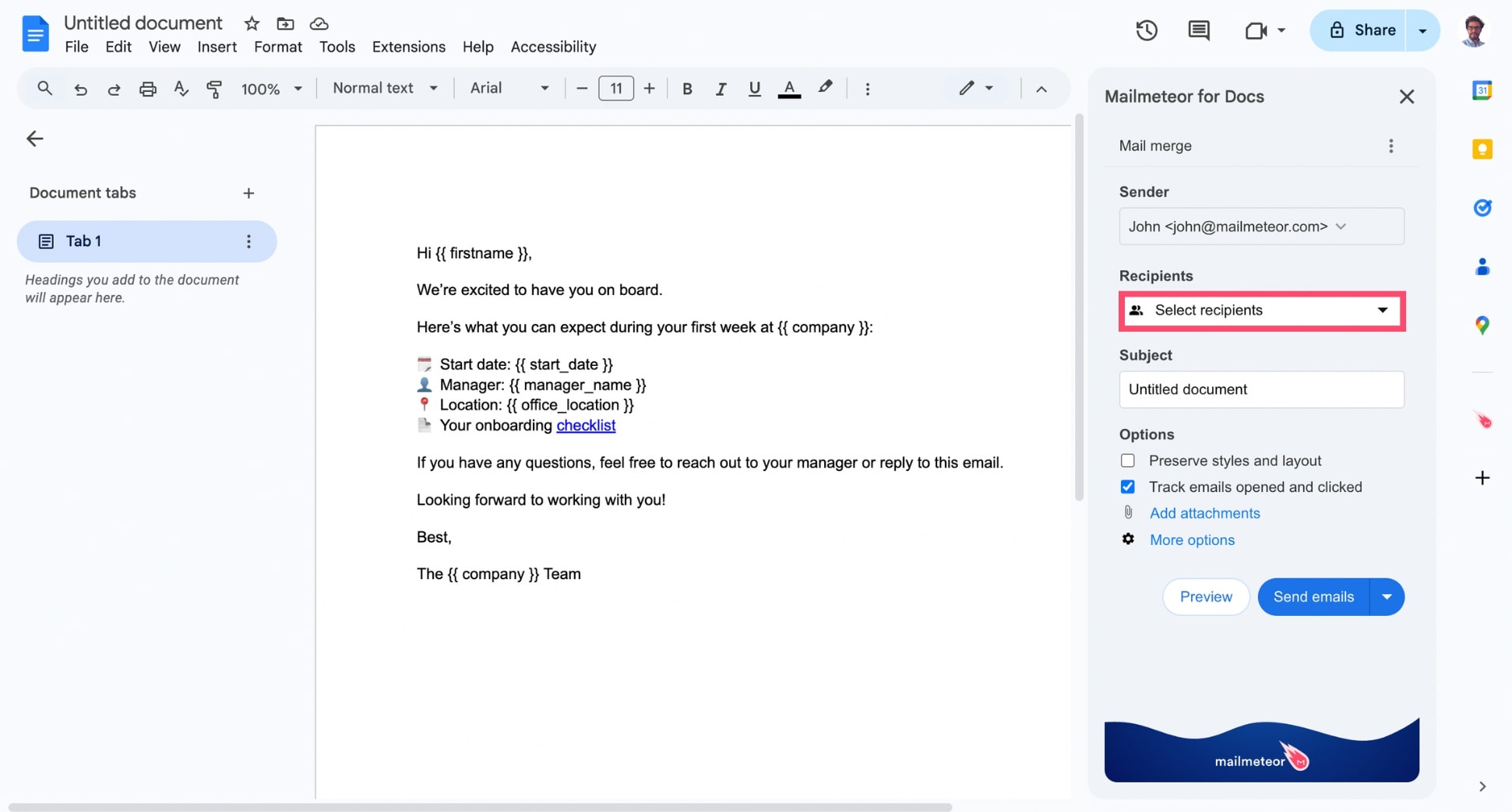 Link your Google Docs to a data source