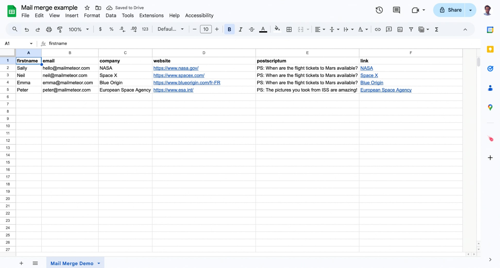 Prepare a data source in Google Sheets