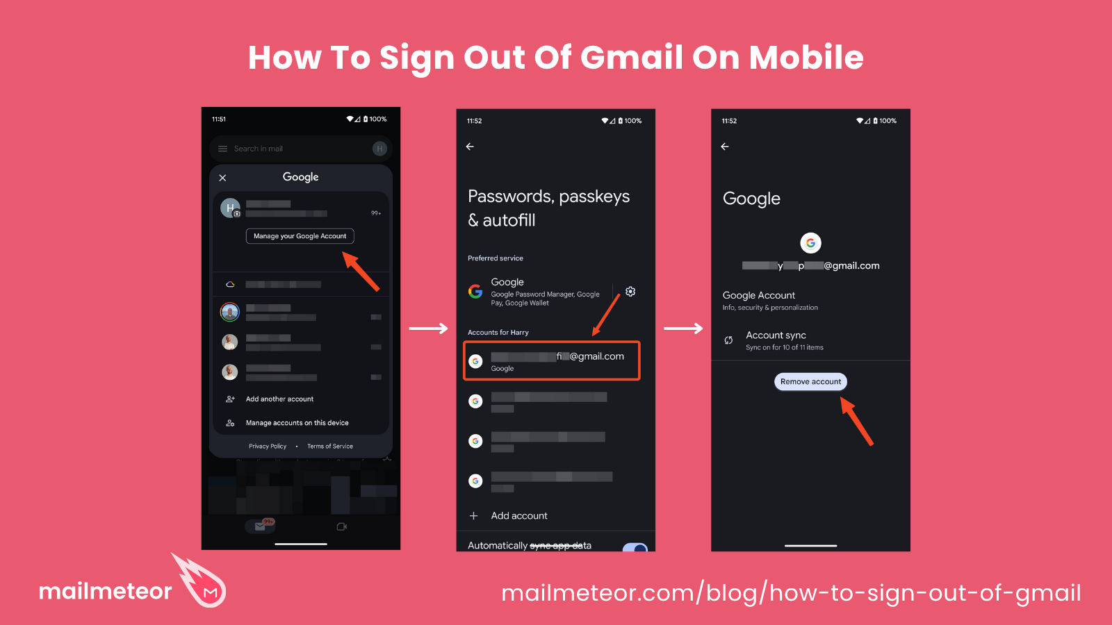 How to remove Gmail account on android