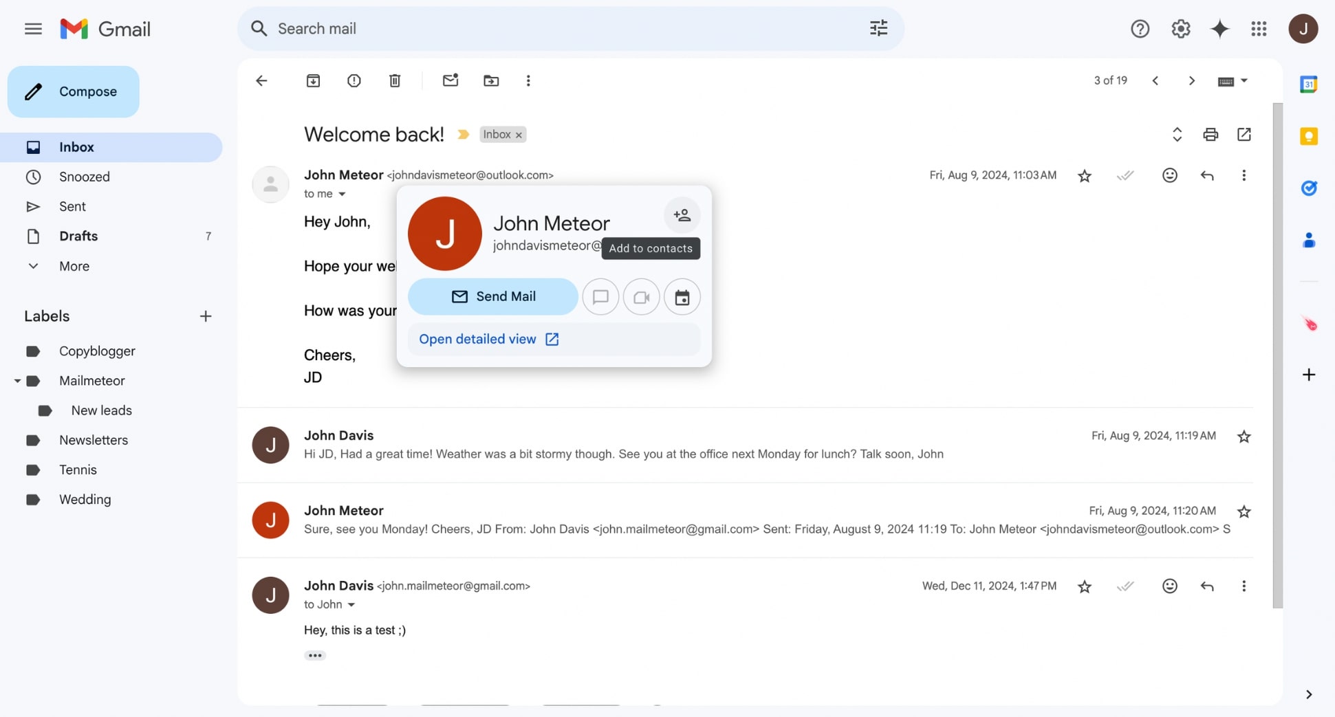 Add a sender to your contacts in Gmail