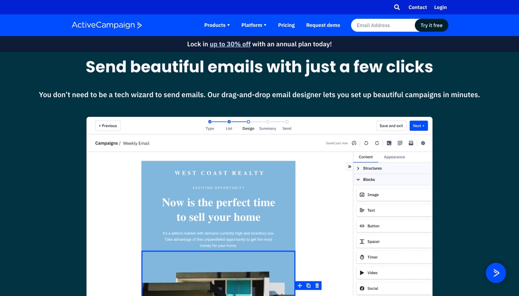 Drag-and-drop email designer