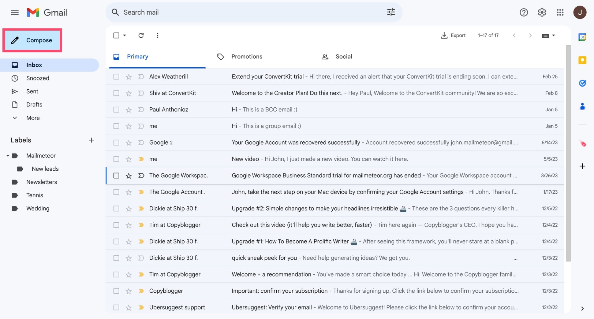 Compose an email in Gmail