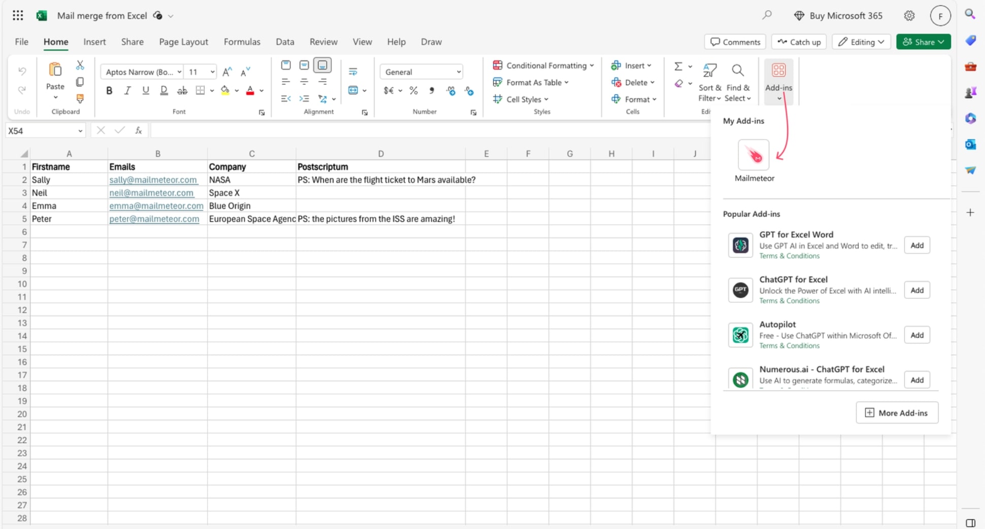 Mail merge with CC or BCC in Excel