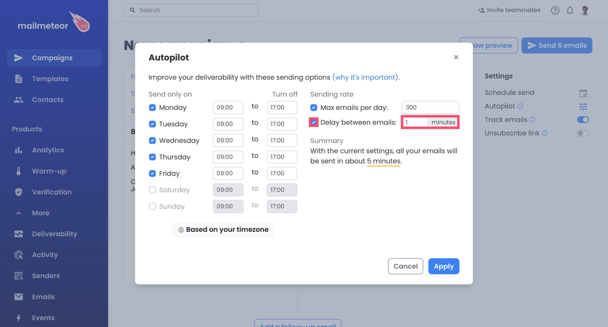 Spacing between two emails picked in Autopilot