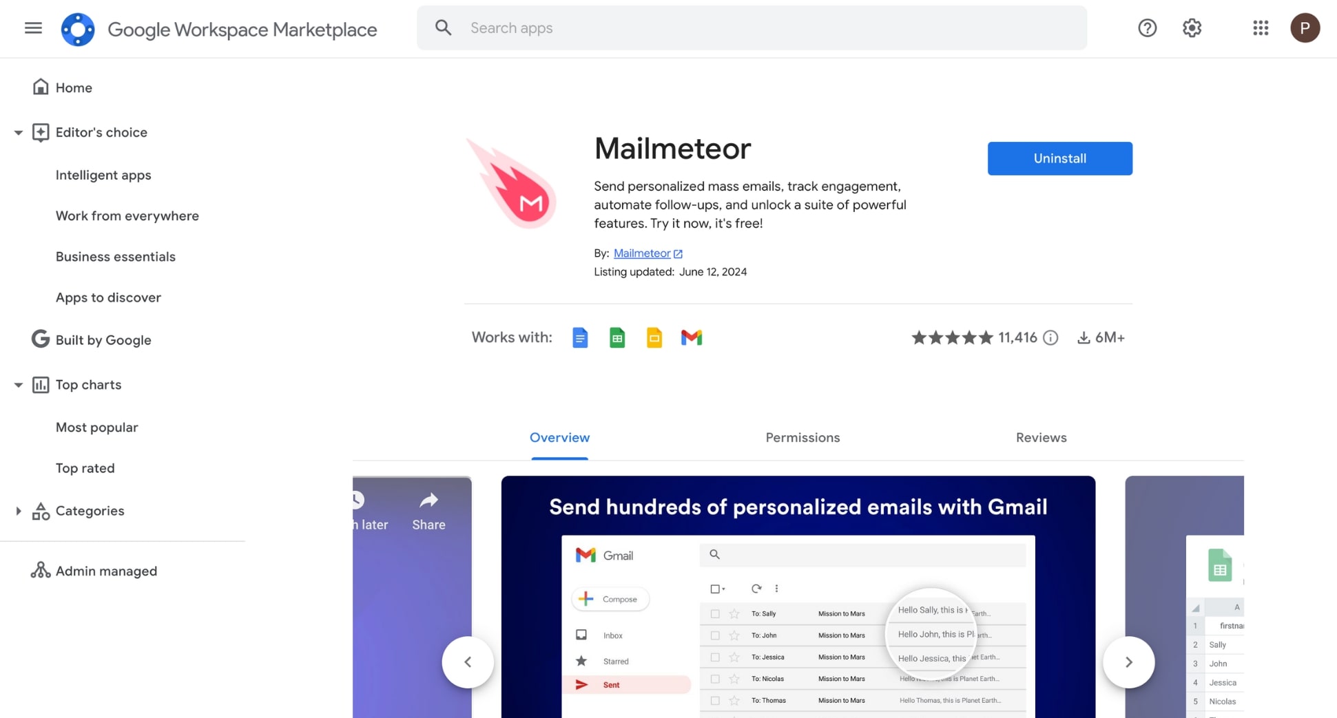 Install Mailmeteor for Google Sheets