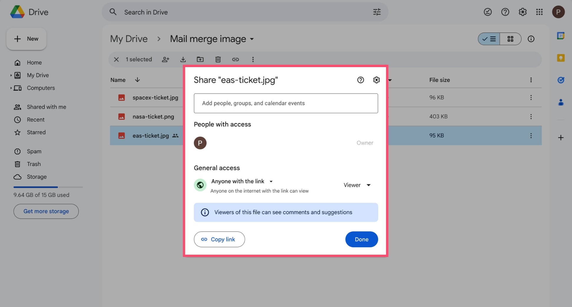 Upload images into Google Drive