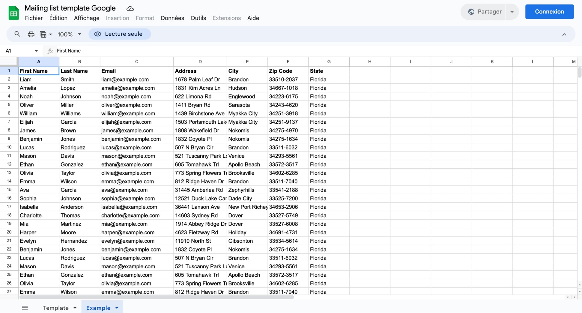 Prepare your address list in Google Sheets