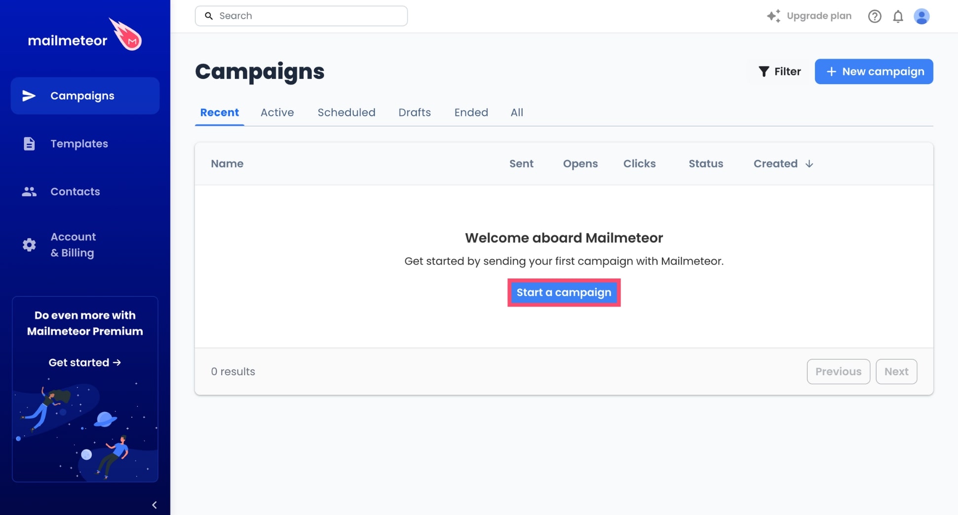 Start a new campaign in Mailmeteor