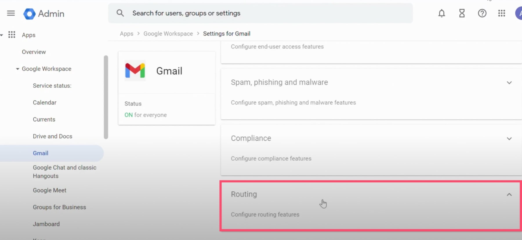 Gmail routing