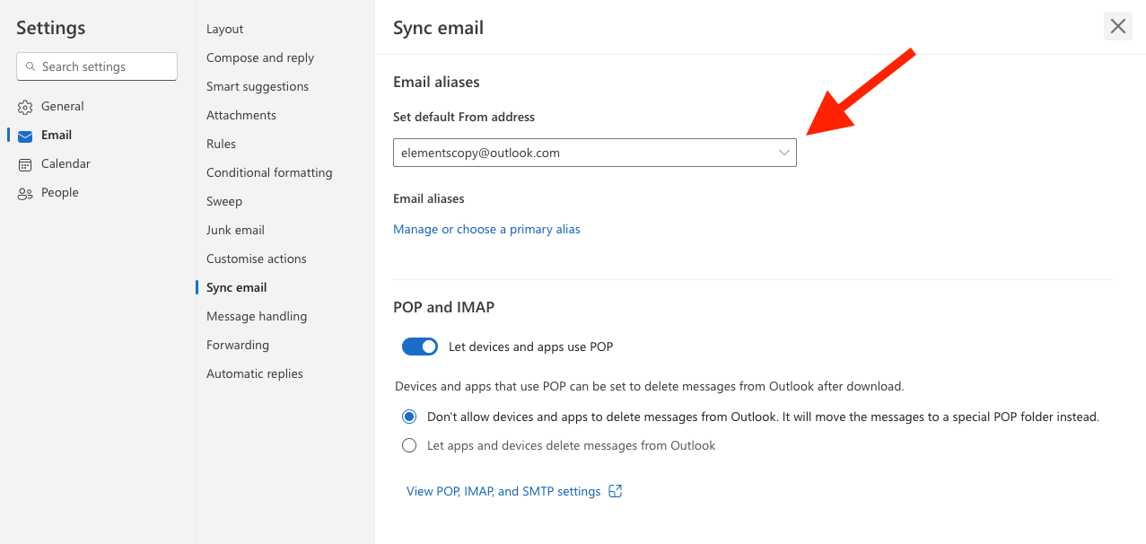 How to change sending email in Outlook