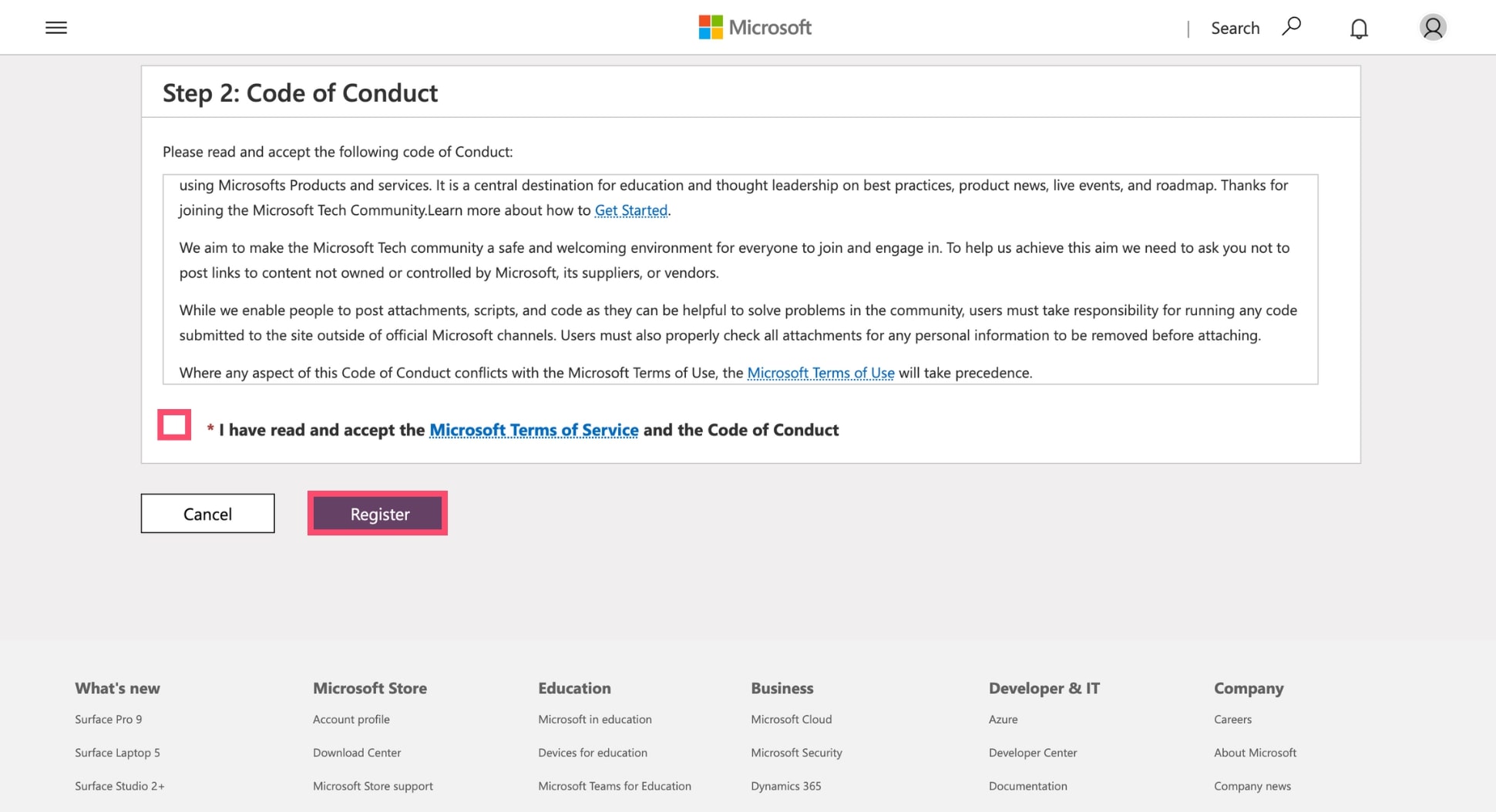 Accept the code of conduct of the Outlook forum to get the help you need