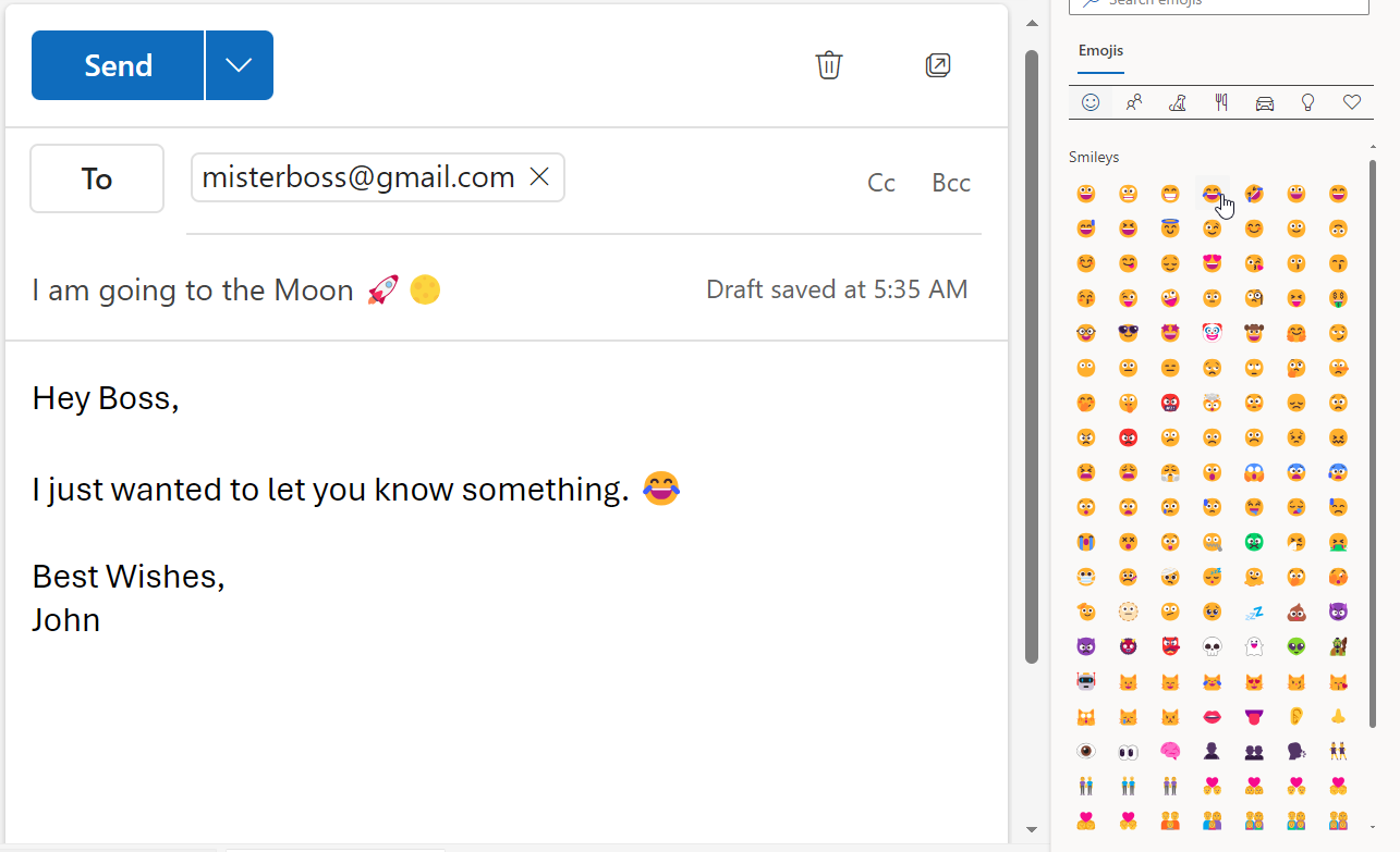 Emojis in Outlook