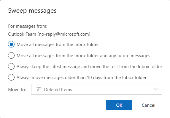 Outlook Rules Exceptions