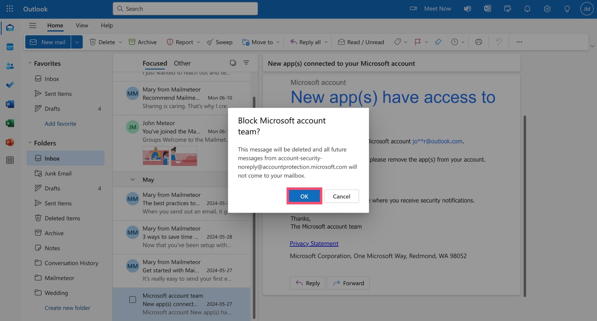 Block spammers in Microsoft Outlook