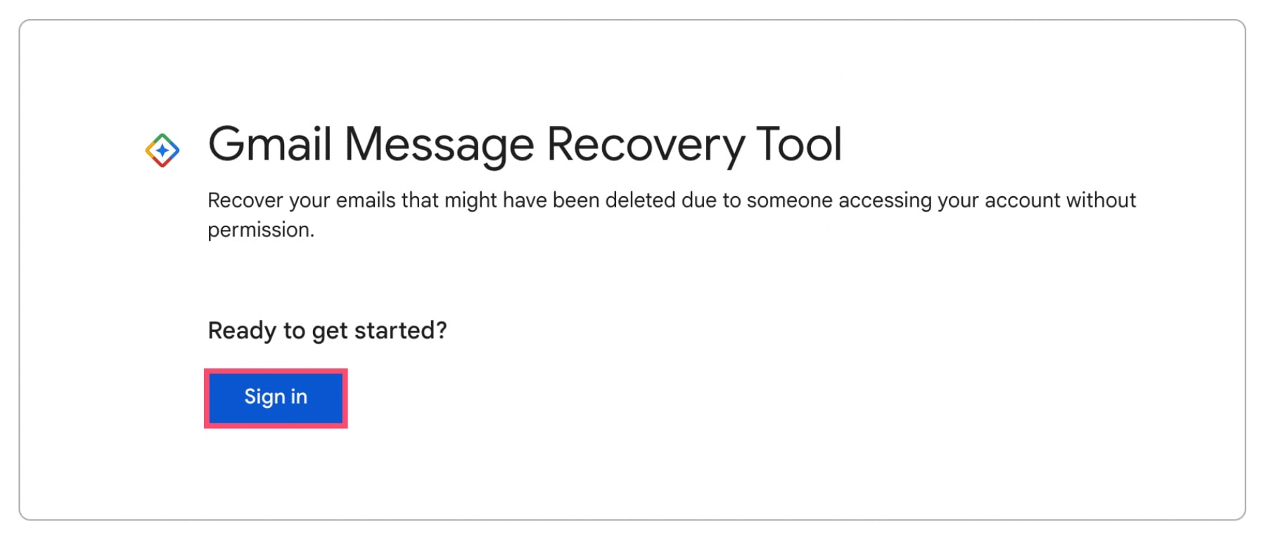 Gmail message recovery tool
