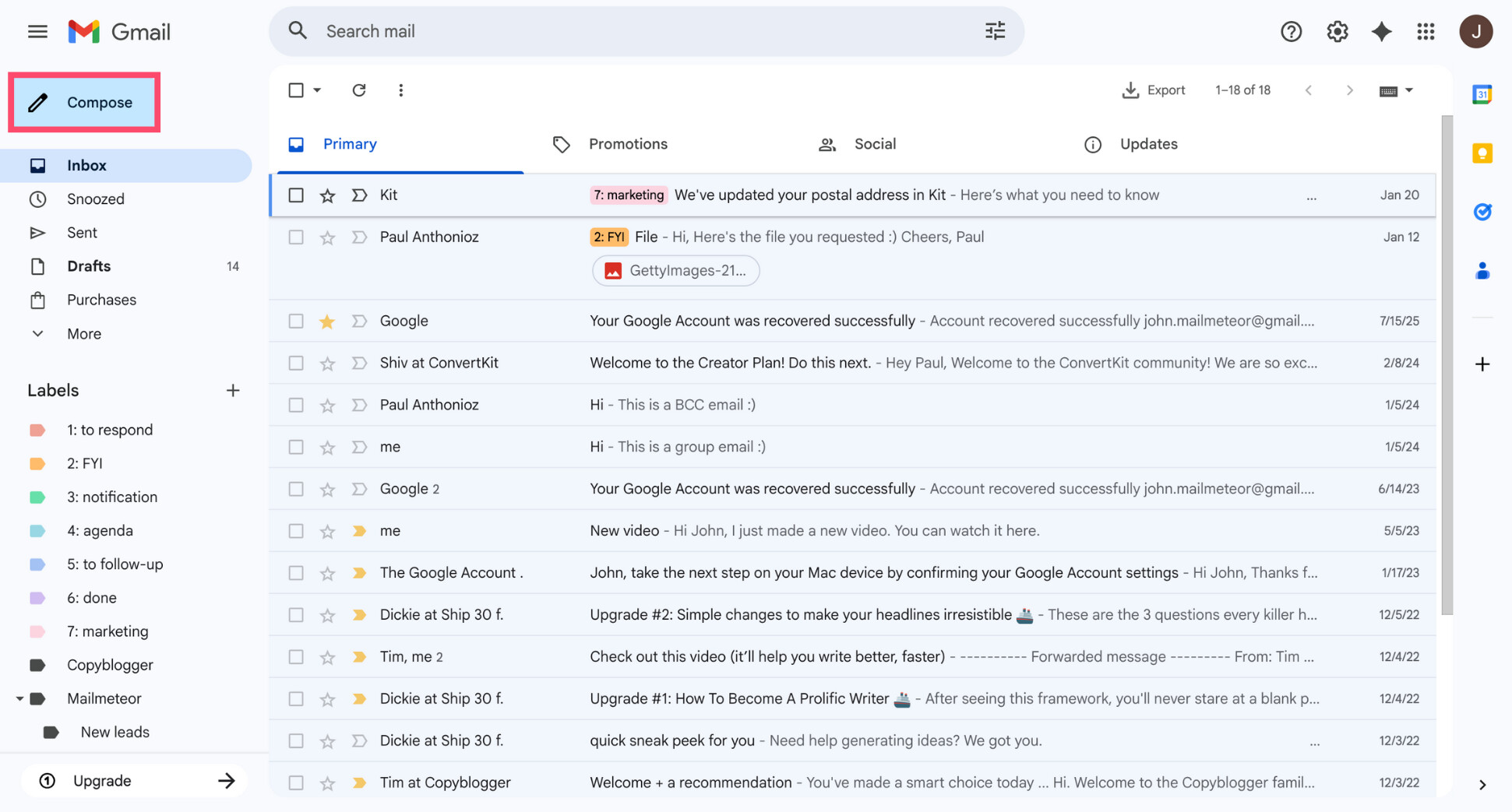 Compose a new email in Gmail
