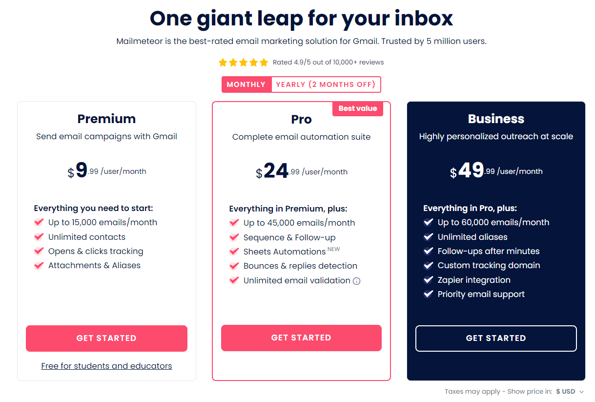 Mailmeteor Pricing