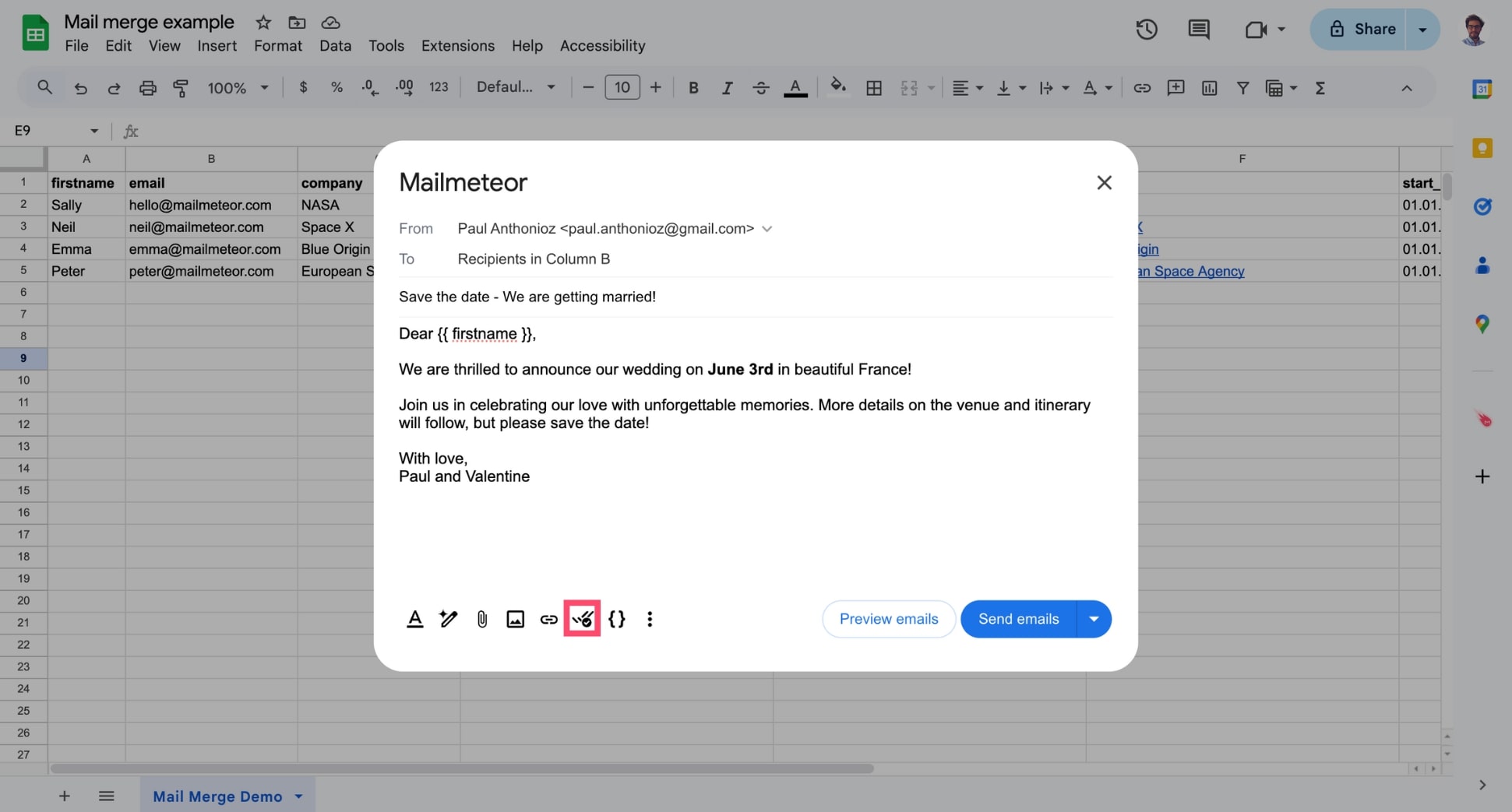 Mailmeteor’s email tracking feature