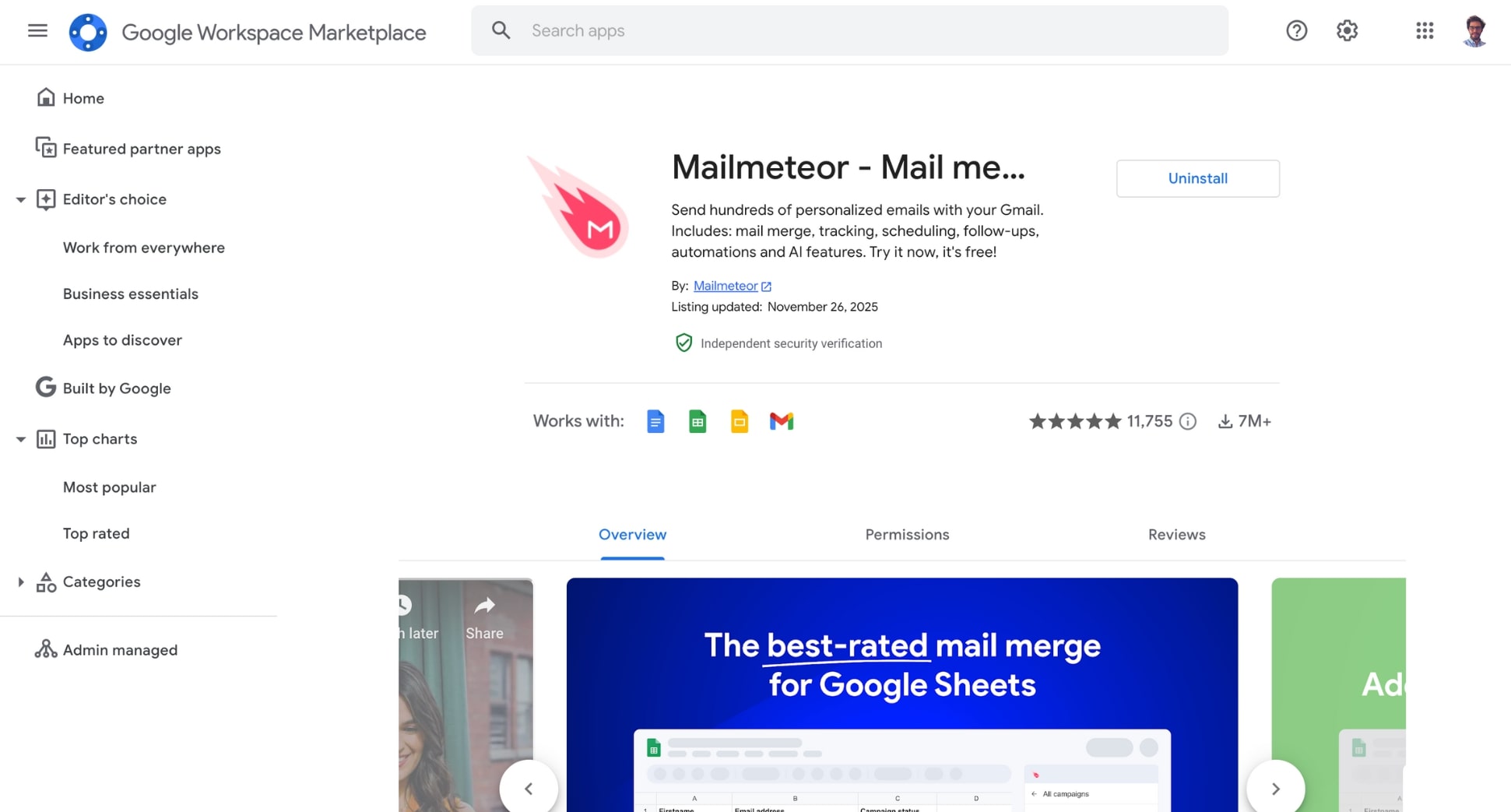 Install Mailmeteor’s extension for Google Sheets