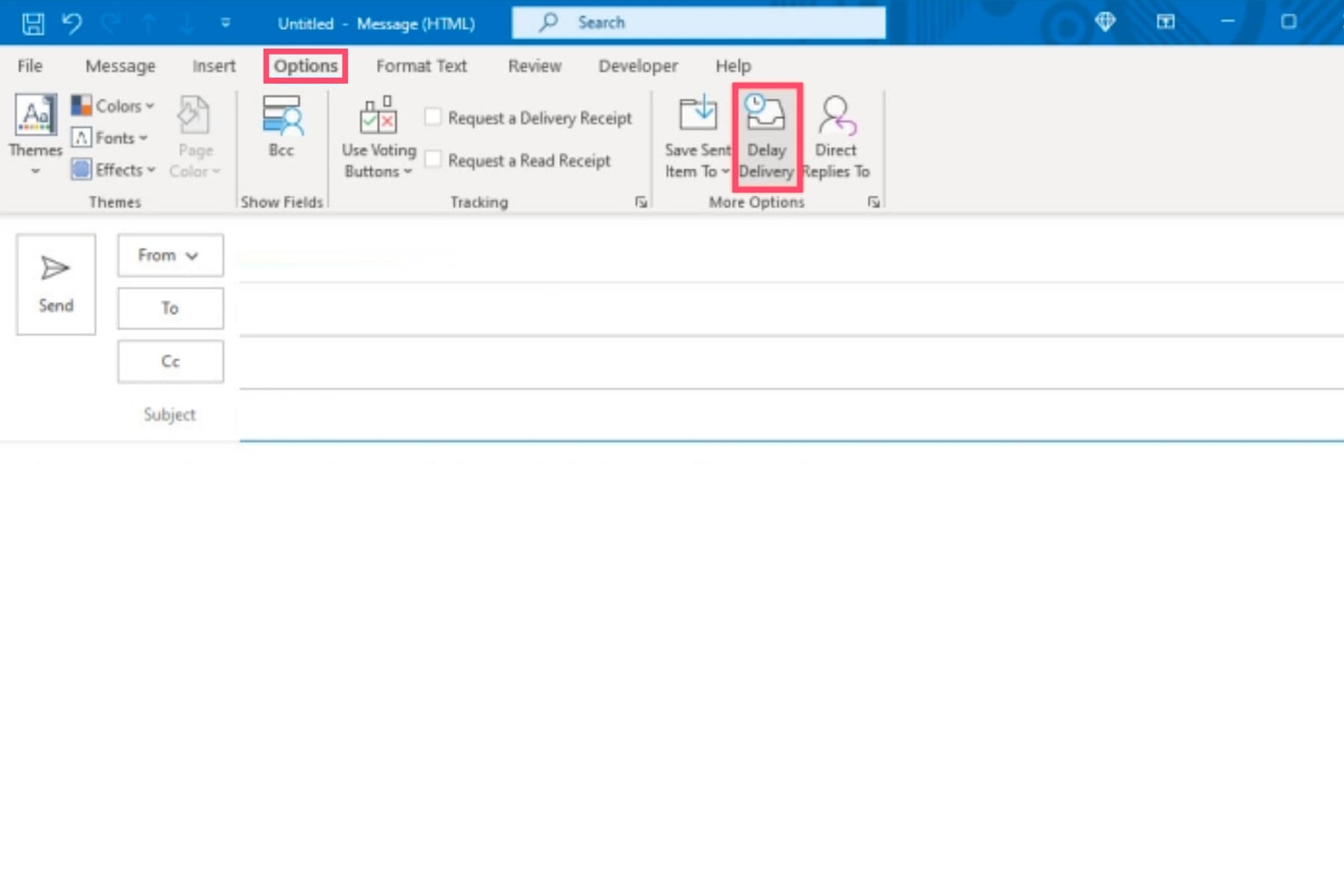 Delay Delivery in Outlook