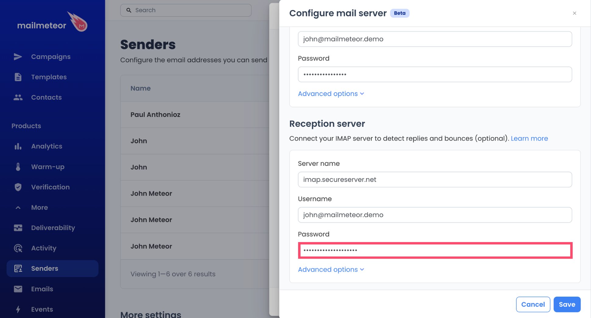 GoDaddy email password reused for the IMAP connection