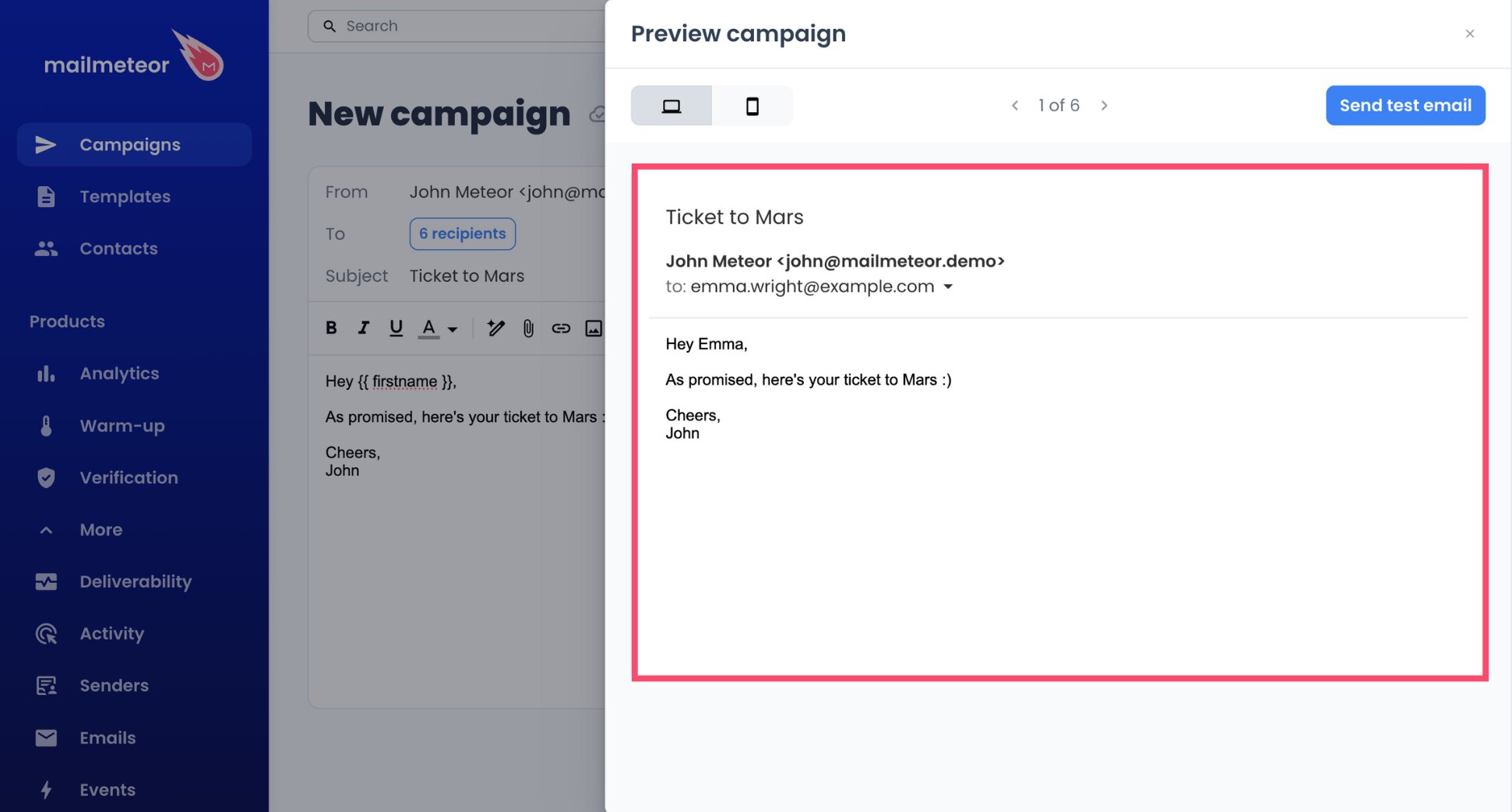 Preview of a personalized email sent from a GoDaddy address