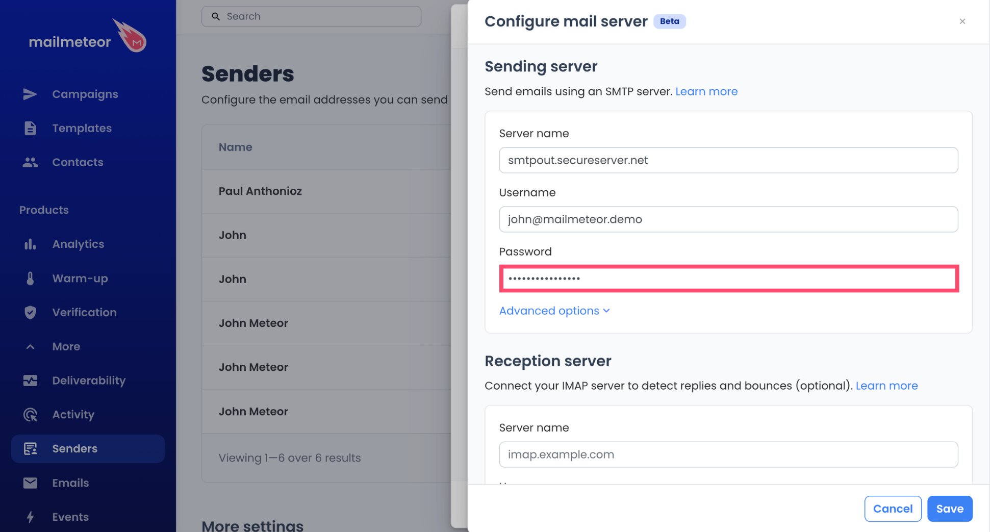 GoDaddy email password entered in the SMTP settings